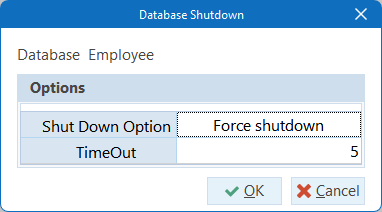 Database Shutdown Dialog