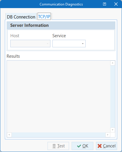 Communications dialog: TCP/IP
