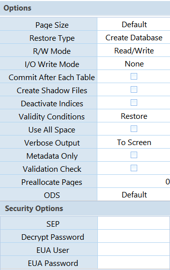 Database Restore Dialog