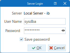 Server Login dialog