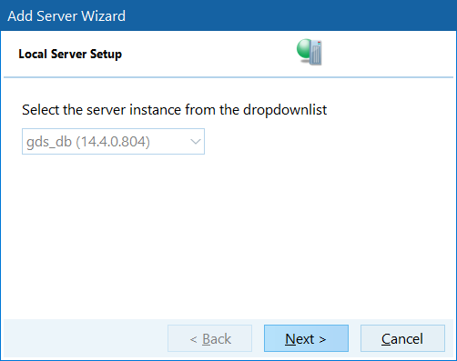 Local Server Setup dialog