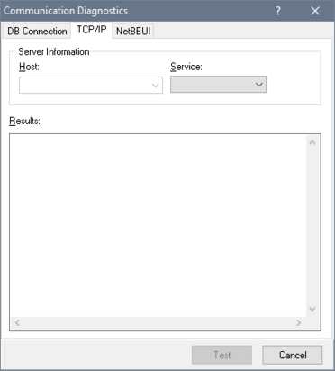 Communications dialog: TCP/IP