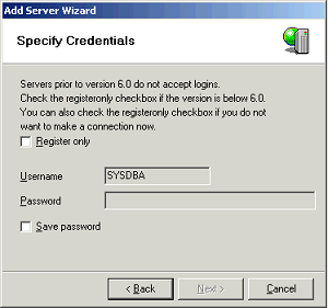 Specify Credentials dialog