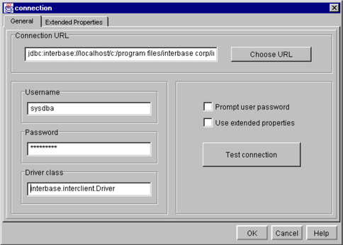 Connection dialog
