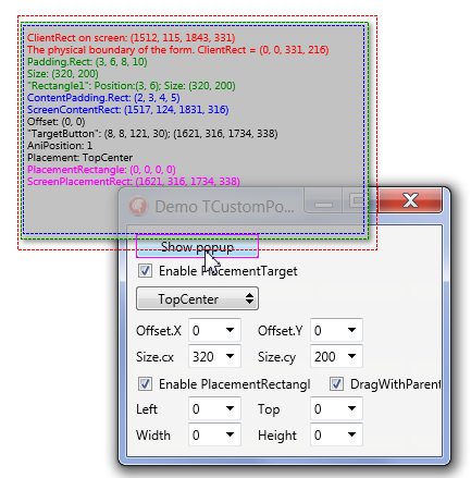 Size of pop-up form