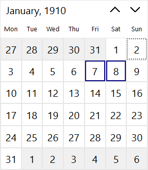 Years to select from