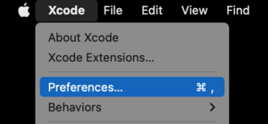 Xcode menu, Preferences.png