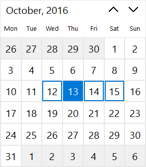 Propriété SelectionMode du calendrier