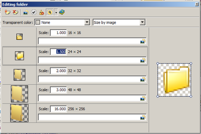 MultiResBitmap エディタの画像リスト