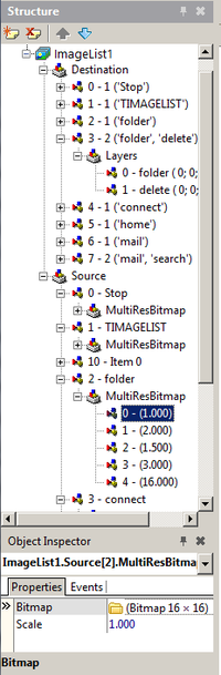 Vue Structure dans l'éditeur de liste d'images
