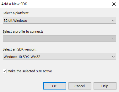 ［選択した SDK をアクティブにする］