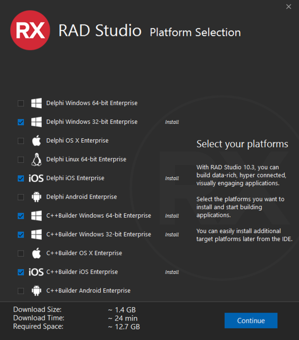 Rad Studio. Rad Studio additional options что выбрать. Rad Studio IOS. Feature installer.