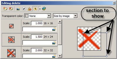 Section to show in the MultiResBitmap Editor