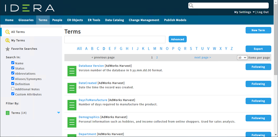 ERTS 192 Item Specific Search Page.png